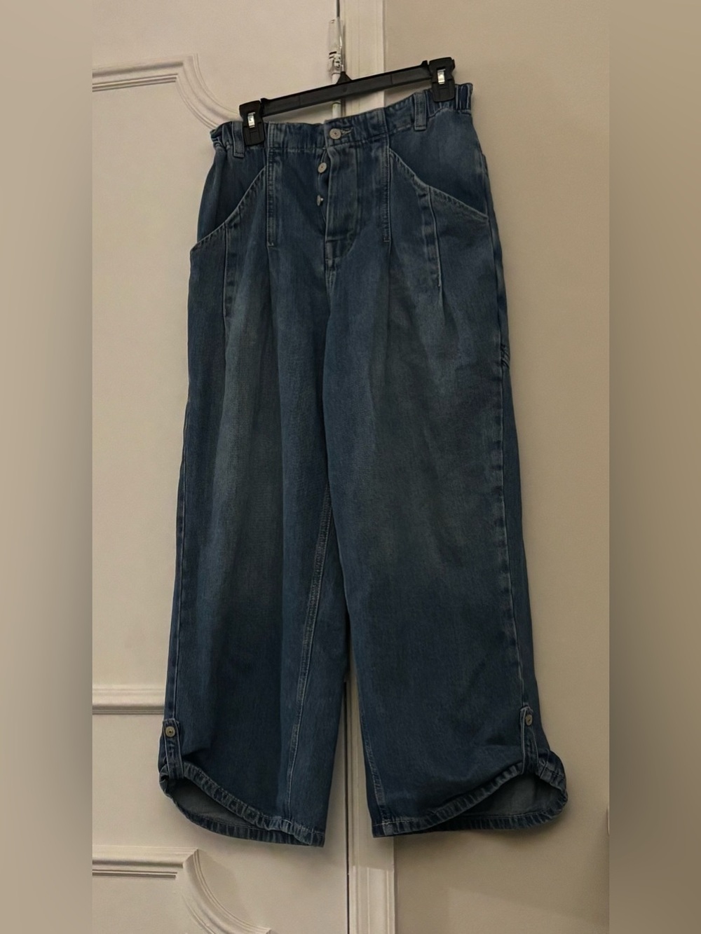 We The Free Relaxed Wide-Leg High-Rise Jeans in Dark Blue